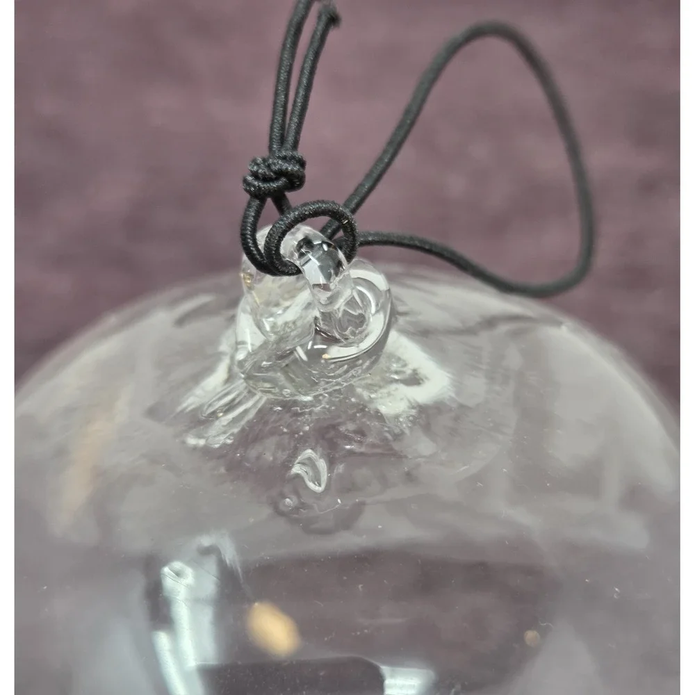 Clear Glass Ball Ornament Etched Church Chapel Pine Trees Snowflakes Christmas
